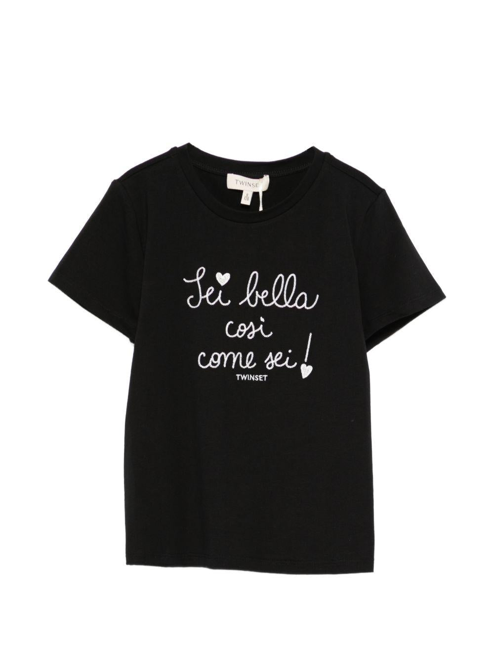 T-shirt nera per bambina 261GJ2251 13558 Twin Set 
