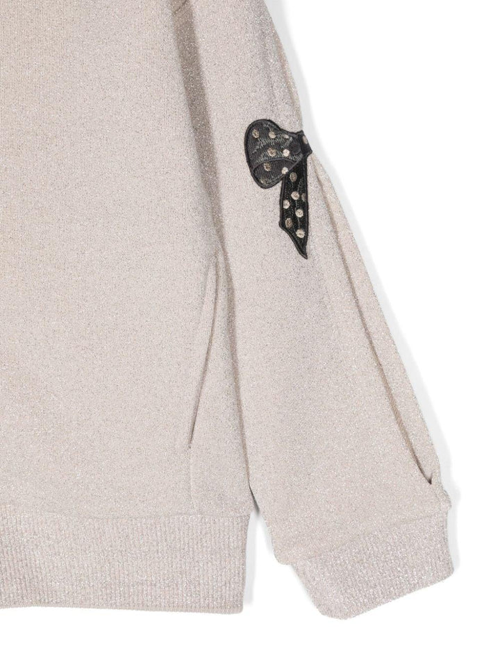 Sweatshirt for girls in beige cotton blend