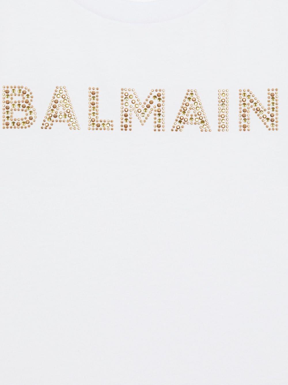 T-shirt bianca per bambina con logo BT8A21J0177 100 Balmain Kids 