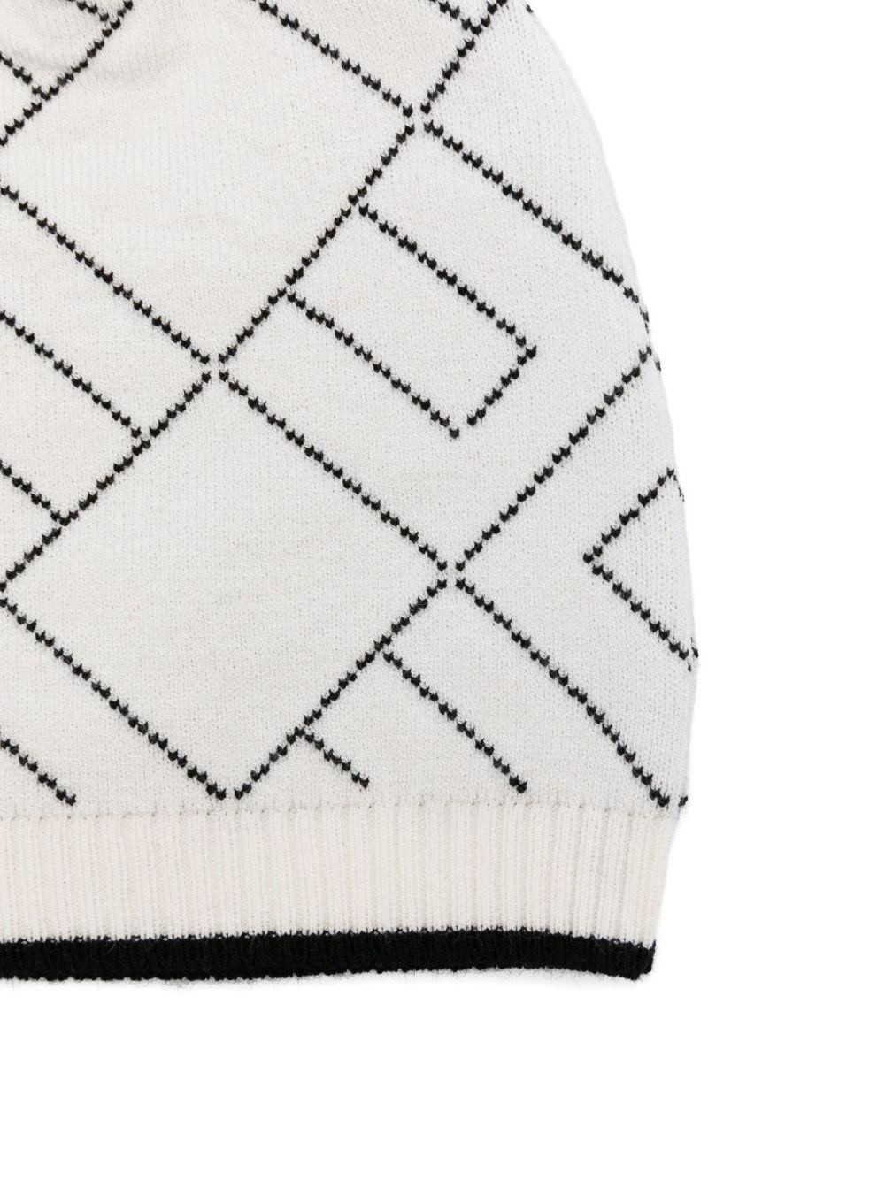 Cappello bianco/nero per neonata ENCP074CFL229 D759 Elisabetta Franchi Kids 