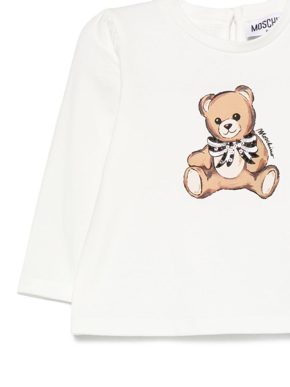 T-shirt bianca per neonato MEO001LBA11 10063 Moschino Kids 