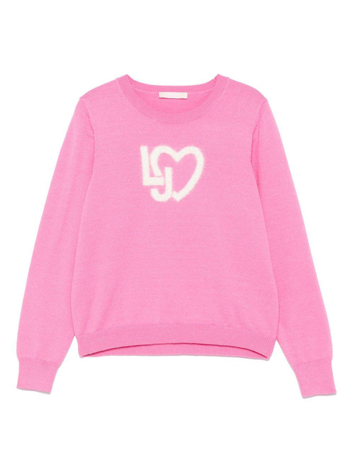 Pink sweater for girls with logo