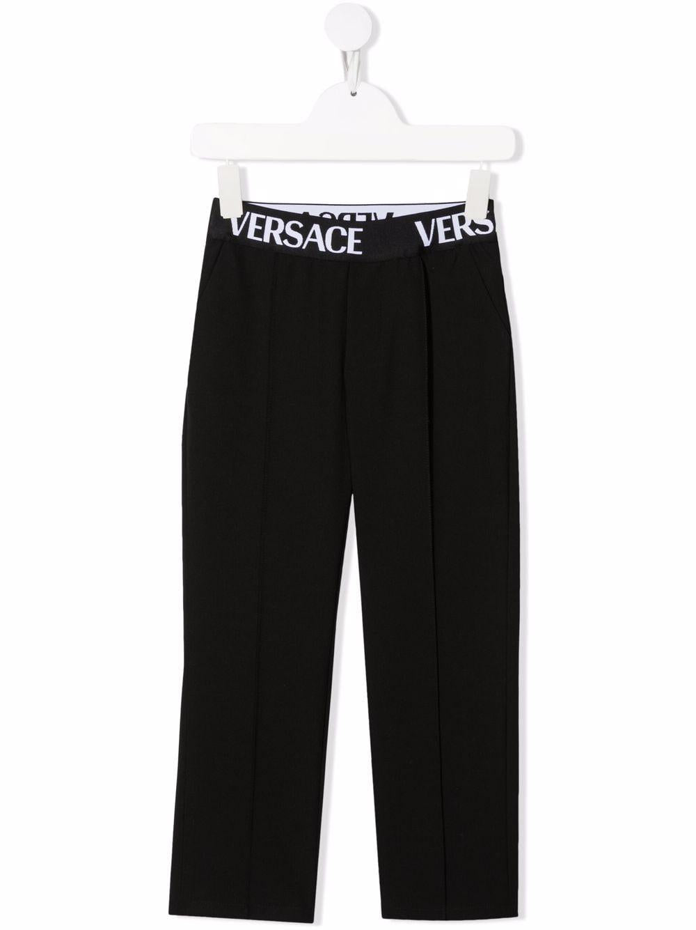 Black trousers for girls with logo