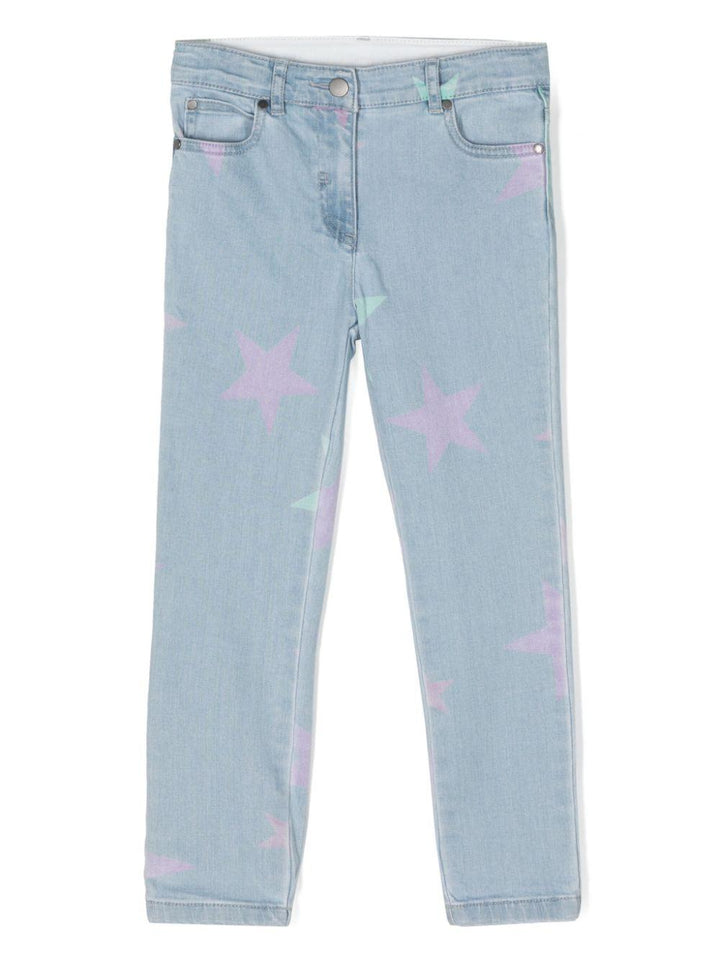 Light blue jeans for girls with stars