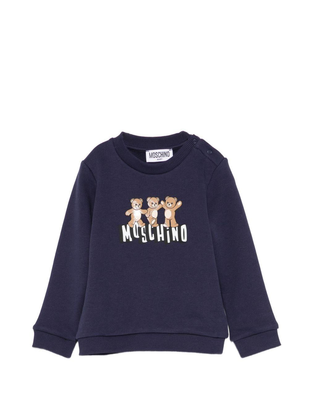Felpa blu navy per neonato MTF060LCA89 40016 Moschino Kids 