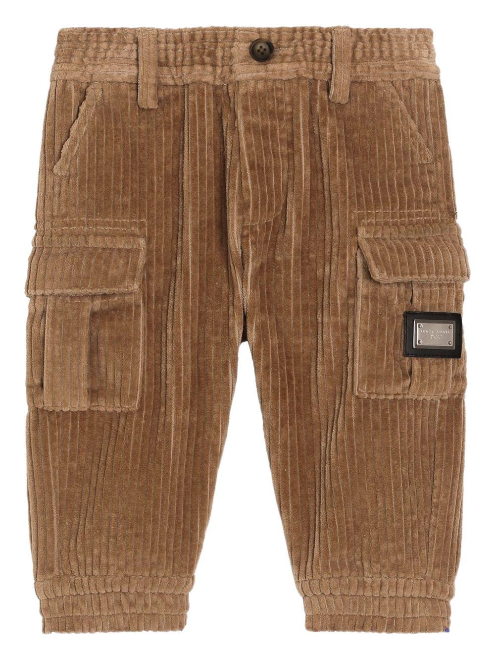 Pantalone marrone chiaro per neonato L15P08FUWDU M0868 Dolce & Gabbana Kids 