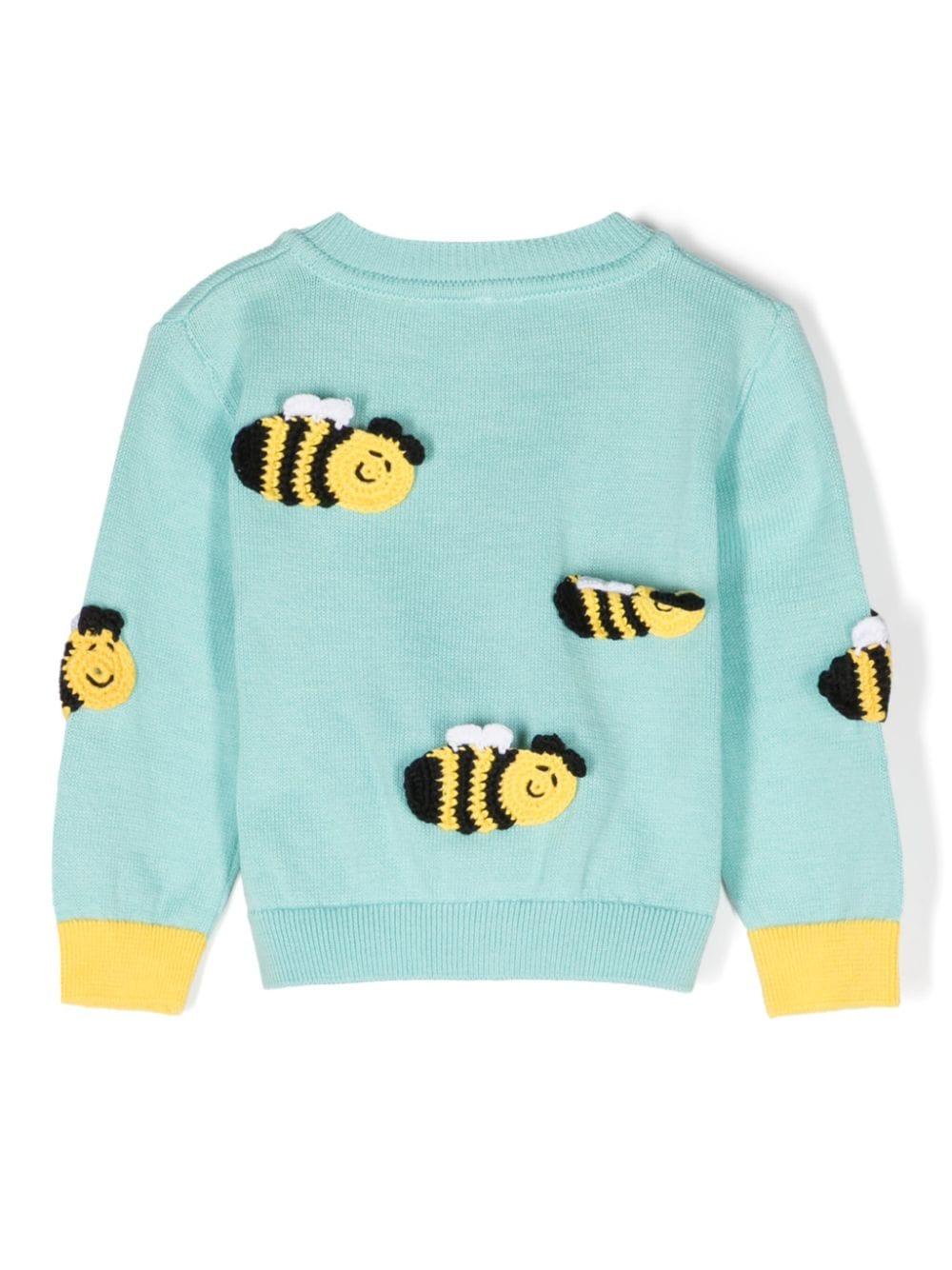 Cardigan azzurro per neonata con api