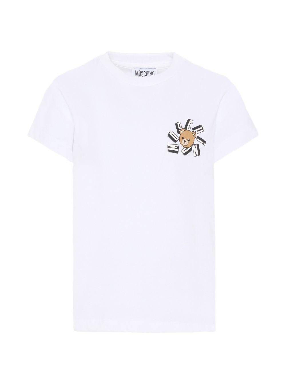 T-shirt bianco per bambino HUM05OLAA03 10101 Moschino Kids 