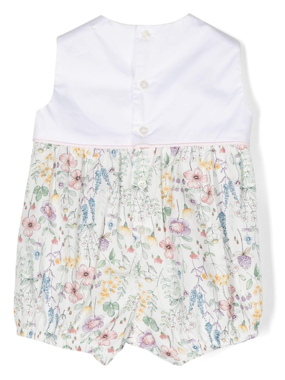 White romper for baby girls with print
