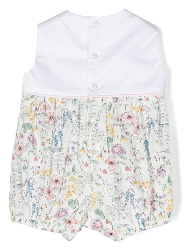 White romper for baby girls with print