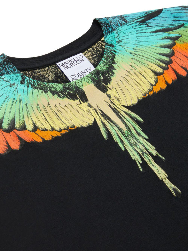 T-shirt per bambino in cotone nera con stampa CBAA001F24JER001 1084 Marcelo Burlon Kids 