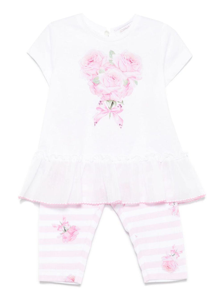 Completo sportivo bianco/rosa per neonata