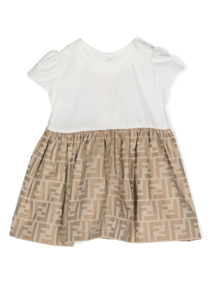 Abito bianco/marrone per neonata BFB500ALO6 F1F4G Fendi Kids 