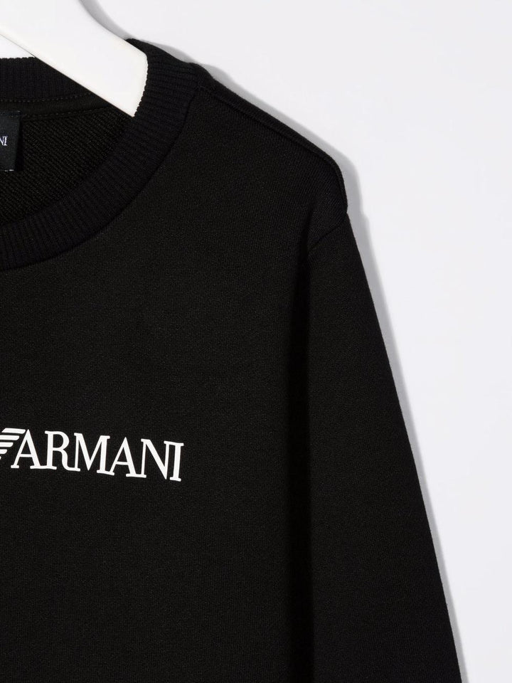 Black cotton blend sweatshirt for boys