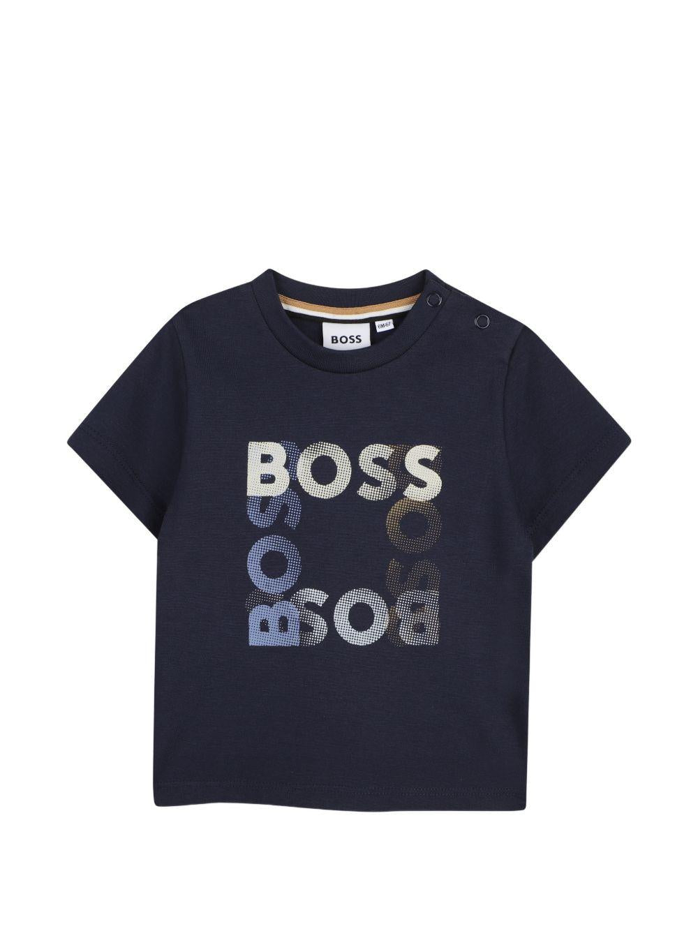 T-shirt blu scuro per neonato J52882 849 Boss Kids 