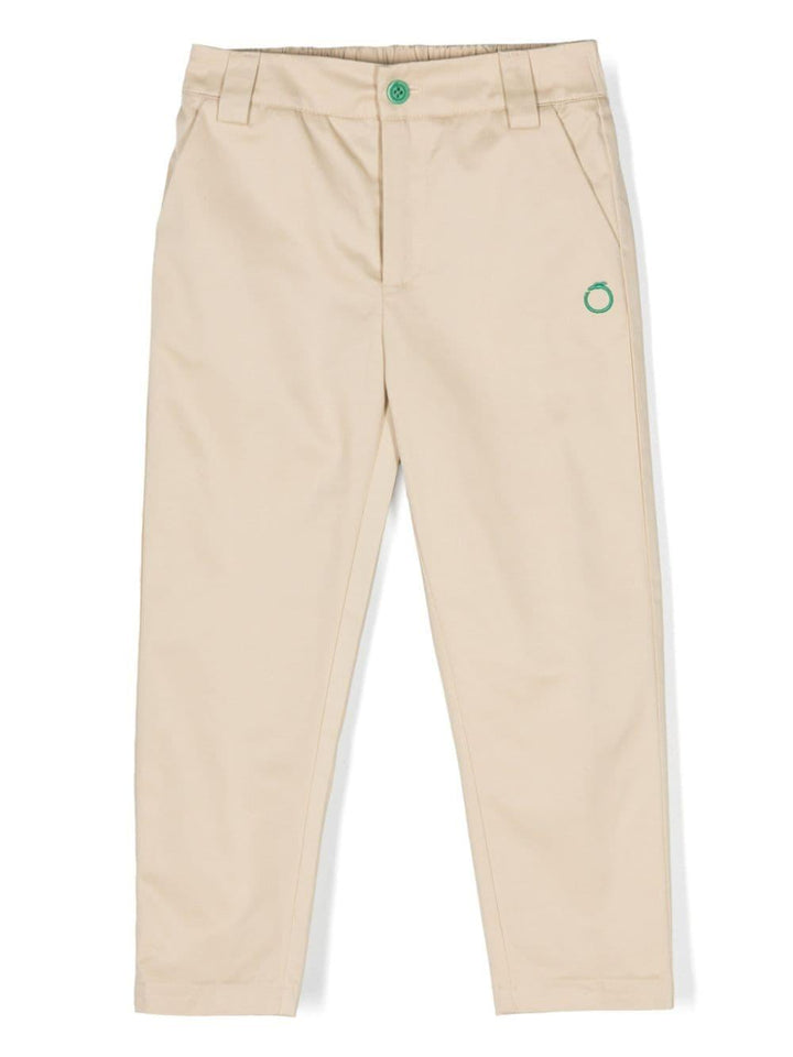 Pantalone beige per bambino con logo verde