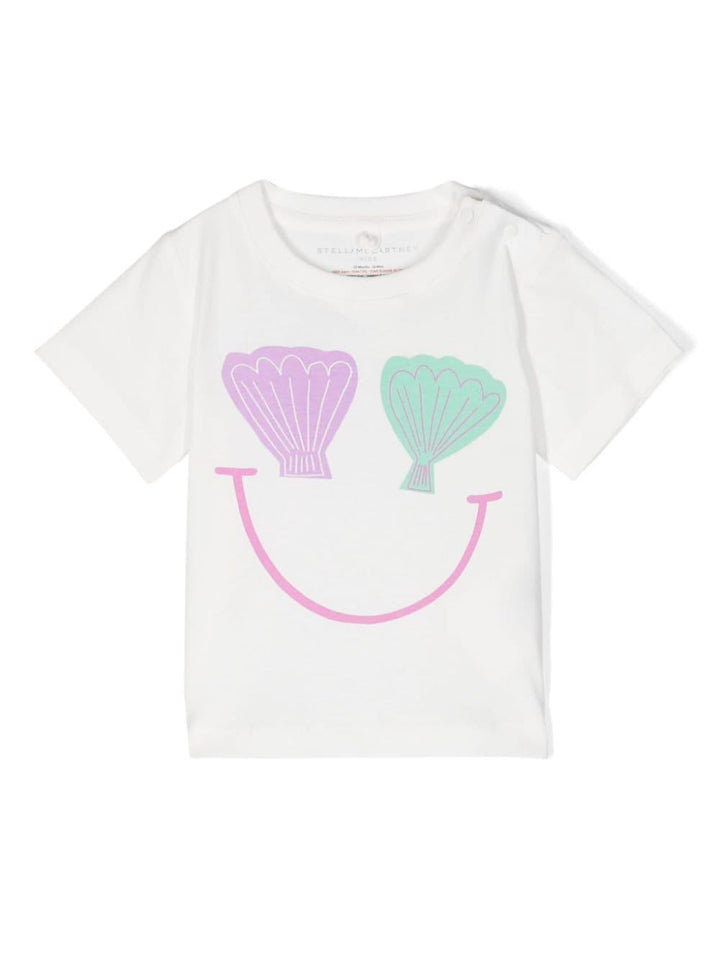 White t-shirt for baby girls with print