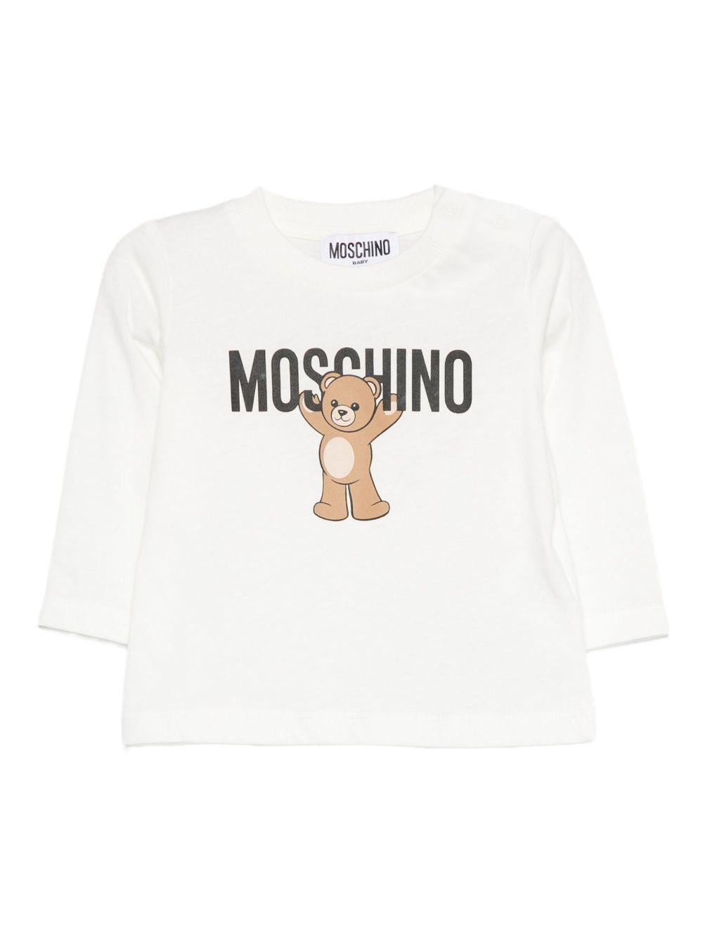T-shirt bianco per neonato MZO00RLAA10 10063 Moschino Kids 
