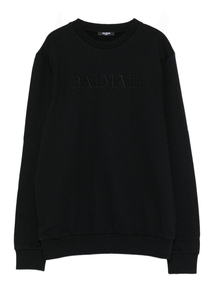 Felpa nera per bambino BX4Q50Z3183 930NE Balmain Kids 