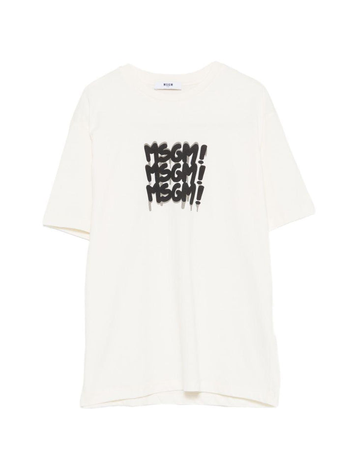 T-shirt crema per bambino S6MSJBTH227 013 Msgm Kids 