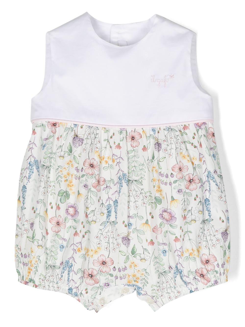 Pagliaccetto bianco per neonata con stampa P24PQ043C4121 539 Il Gufo 