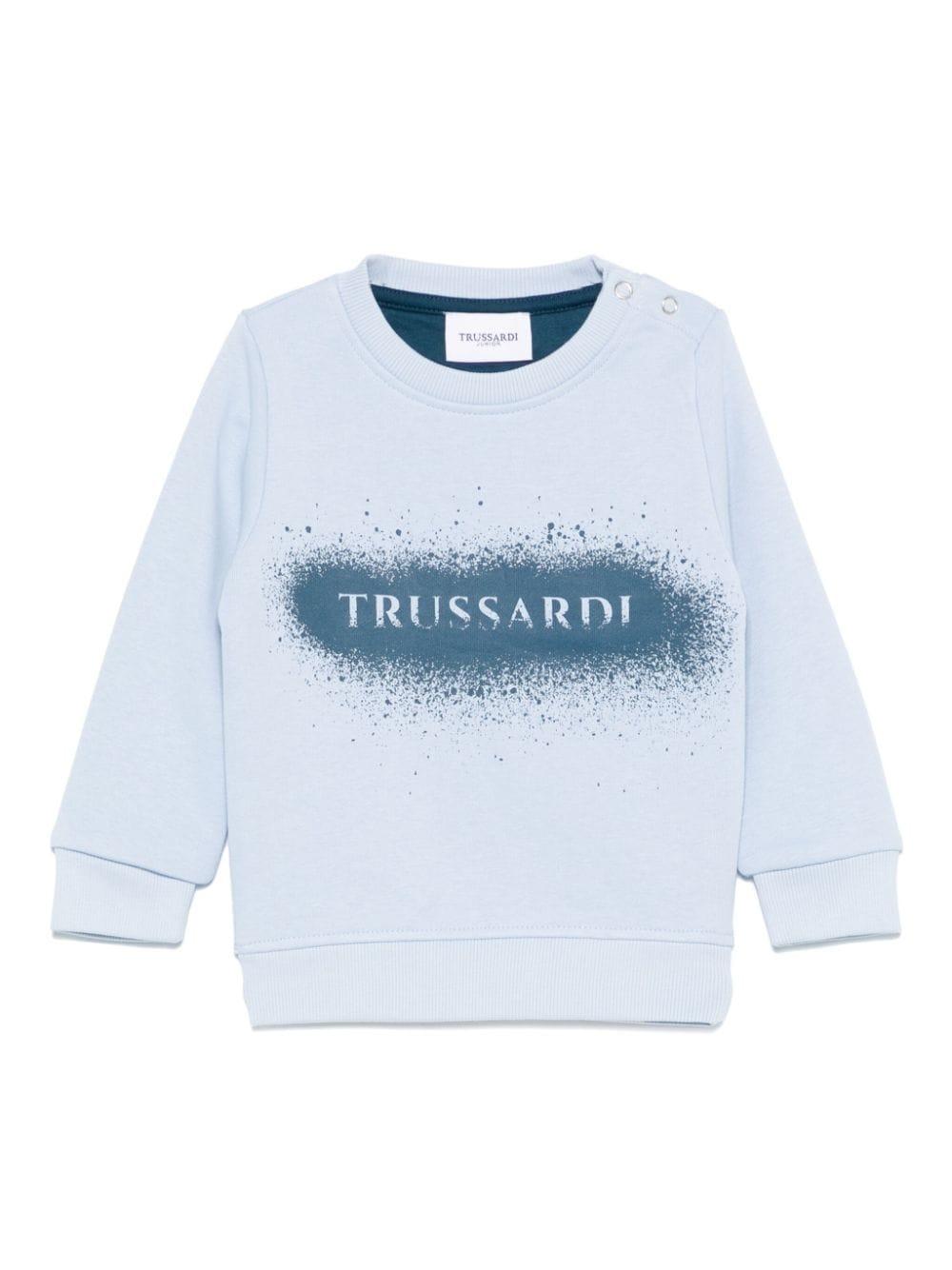 Felpa blu polvere per neonato con logo TIA24080FE BLLI Trussardi Kids 
