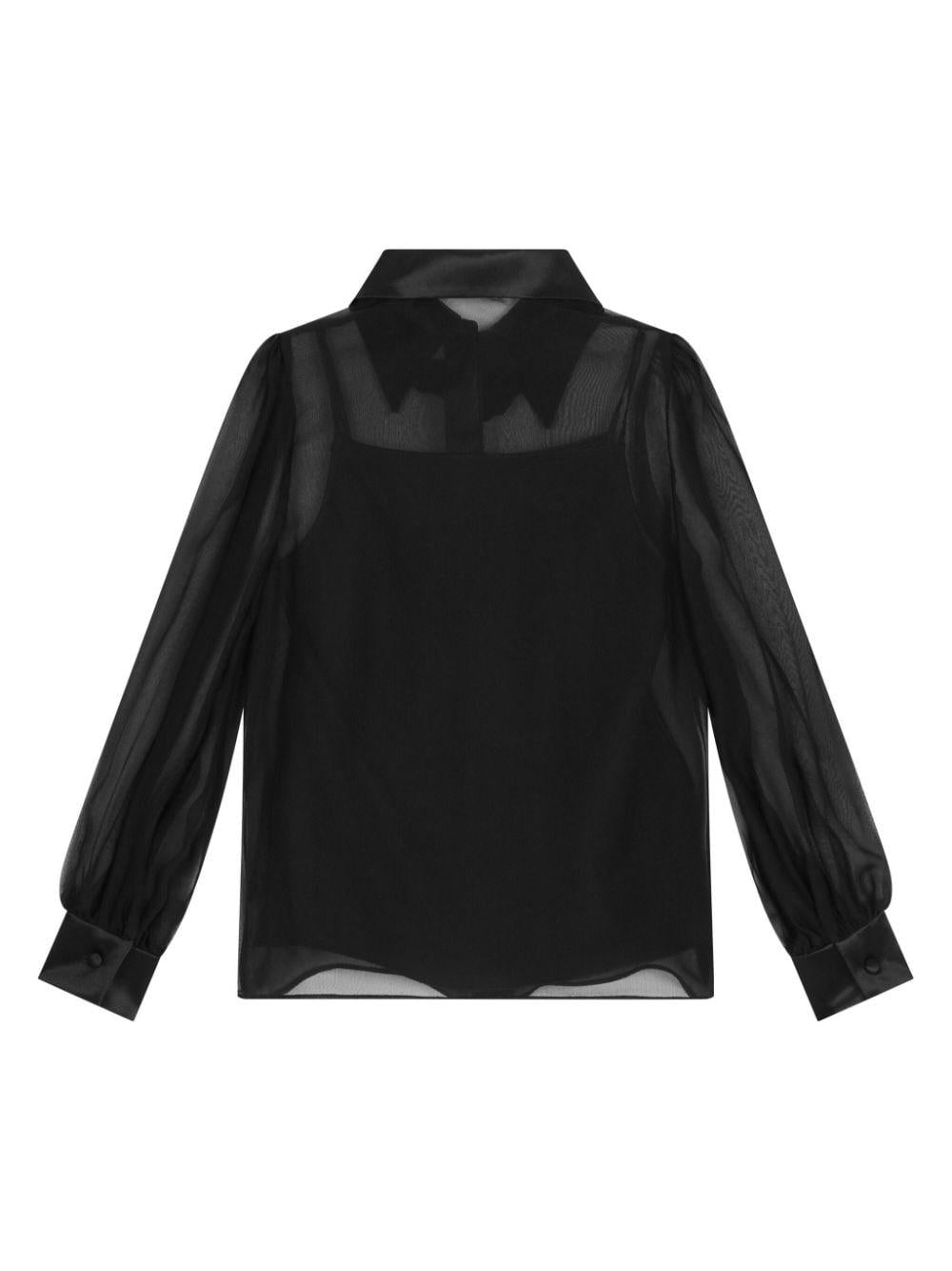 Camicia nera per bambina in seta L55S97G7K5F N0000 Dolce & Gabbana Kids 