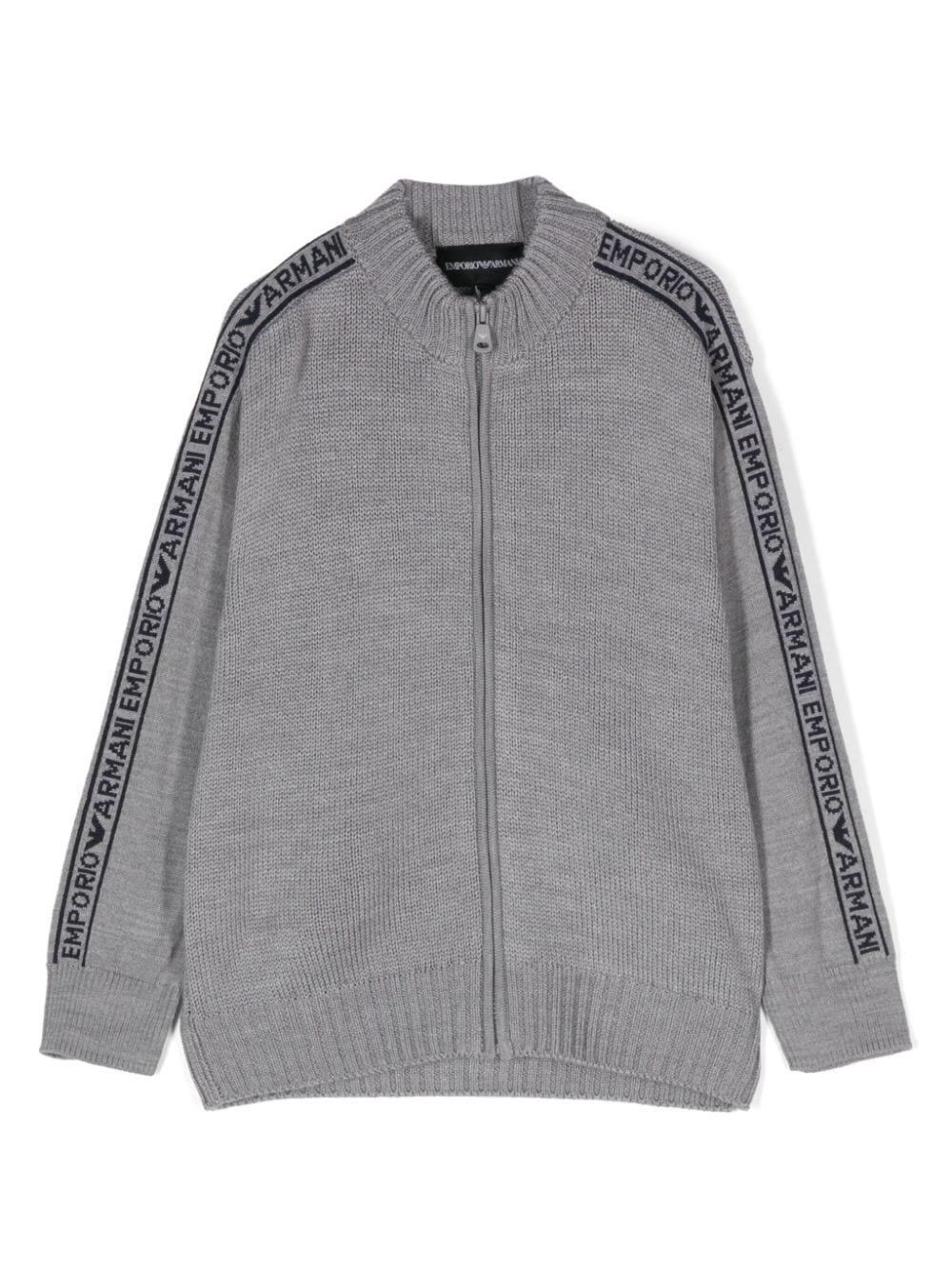 Cardigan per bambino in misto lana grigio