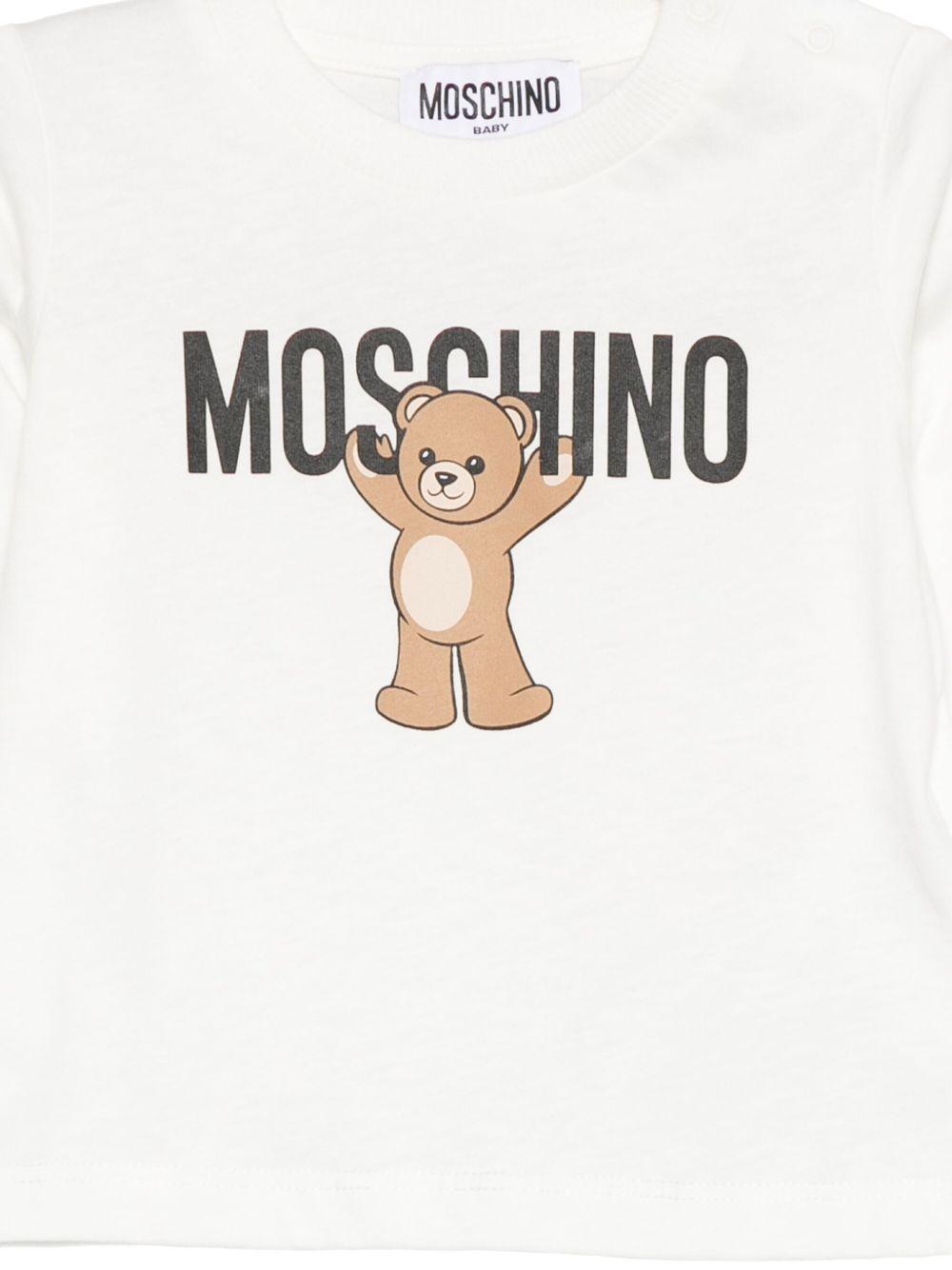 T-shirt bianco per neonato MZO00RLAA10 10063 Moschino Kids 