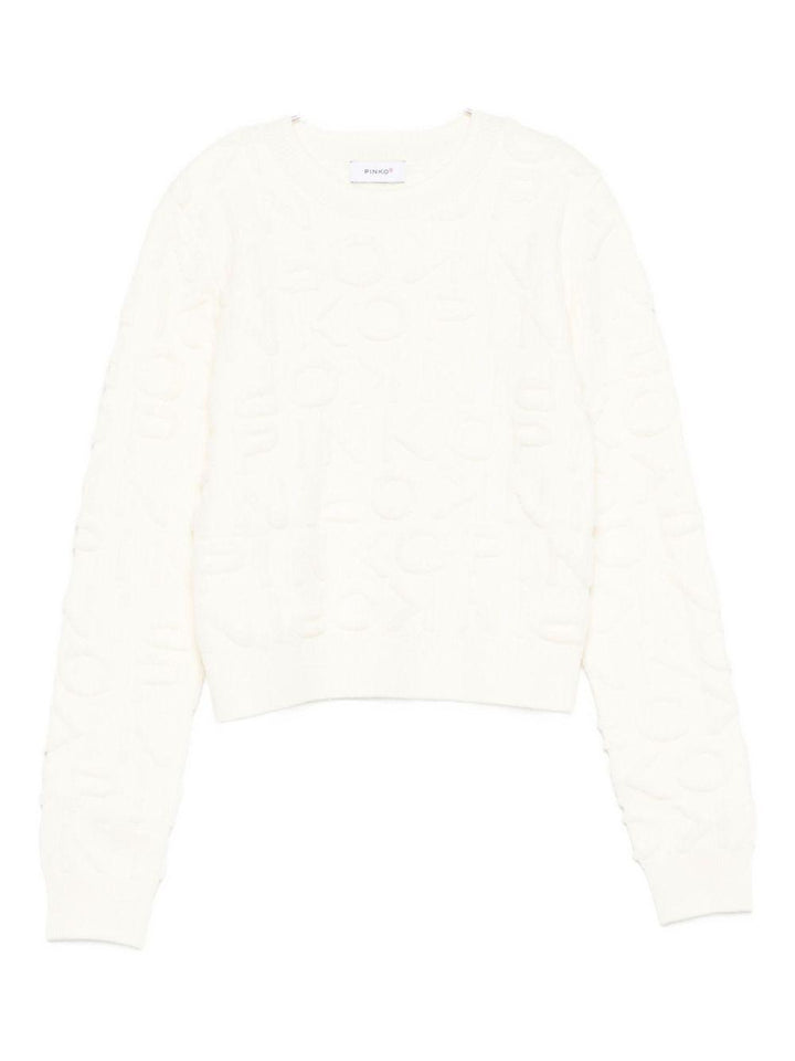 Maglione bianco per bambina KFMA013CFL083 B000 Pinko Kids 