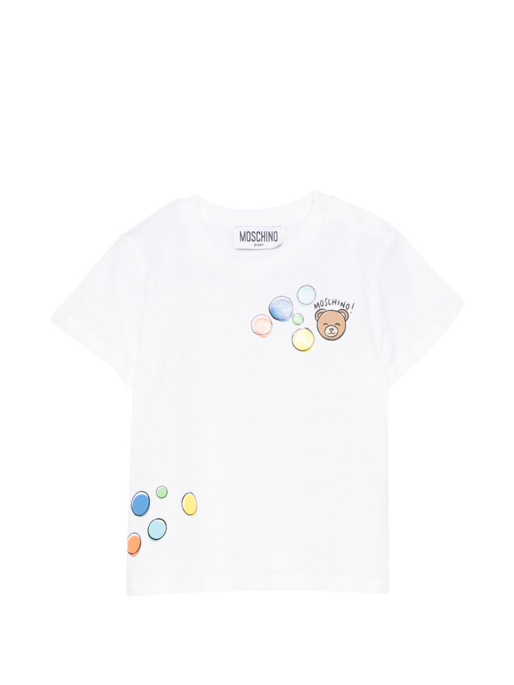 T-shirt bianco per neonato M5M047LAA03 10101 Moschino Kids 
