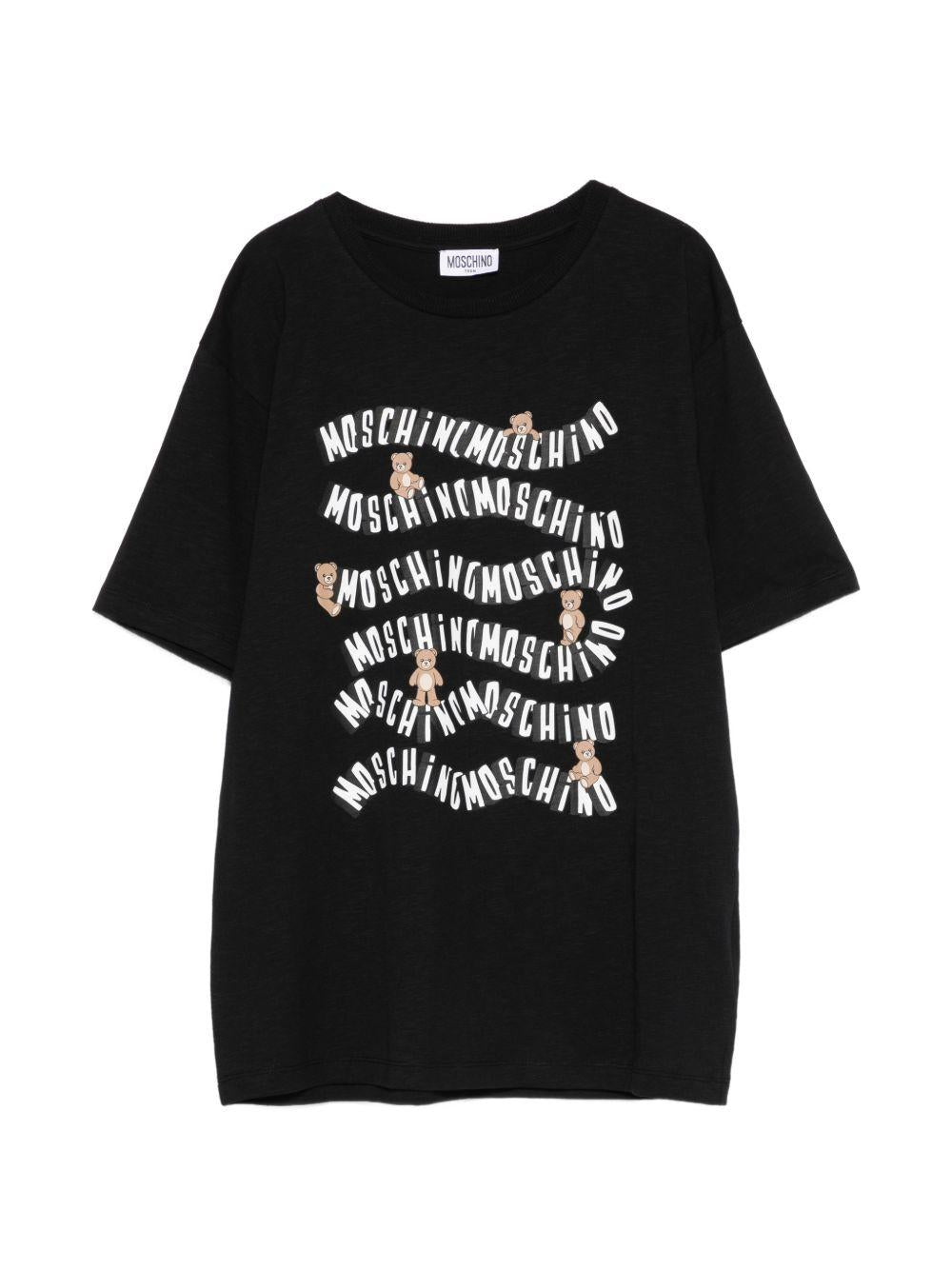 T-shirt nera per bambino HXM05GLAA52 60100 Moschino Kids 