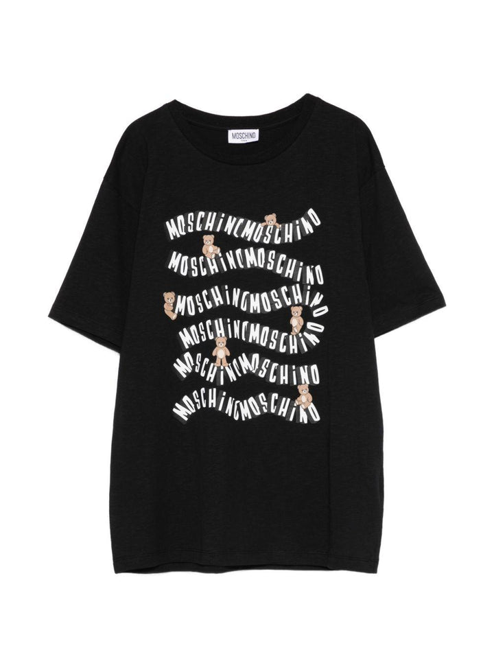 T-shirt nera per bambino HXM05GLAA52 60100 Moschino Kids 