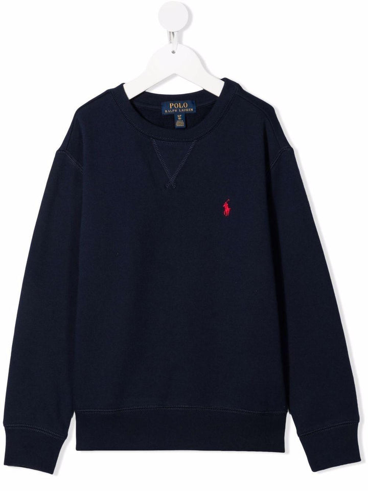 Felpa per bambino in cotone blu 323772102 002 Ralph Lauren Kids 