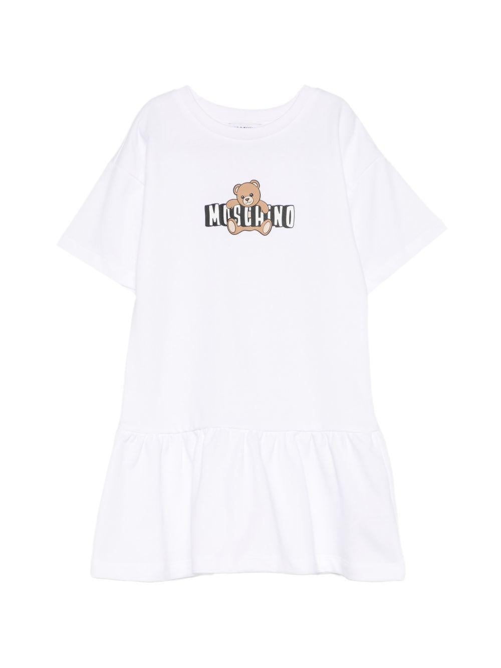 Abito bianco per bambina HDV0HLLCA19 10101 Moschino Kids 