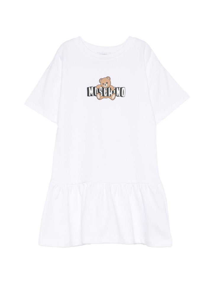Abito bianco per bambina HDV0HLLCA19 10101 Moschino Kids 