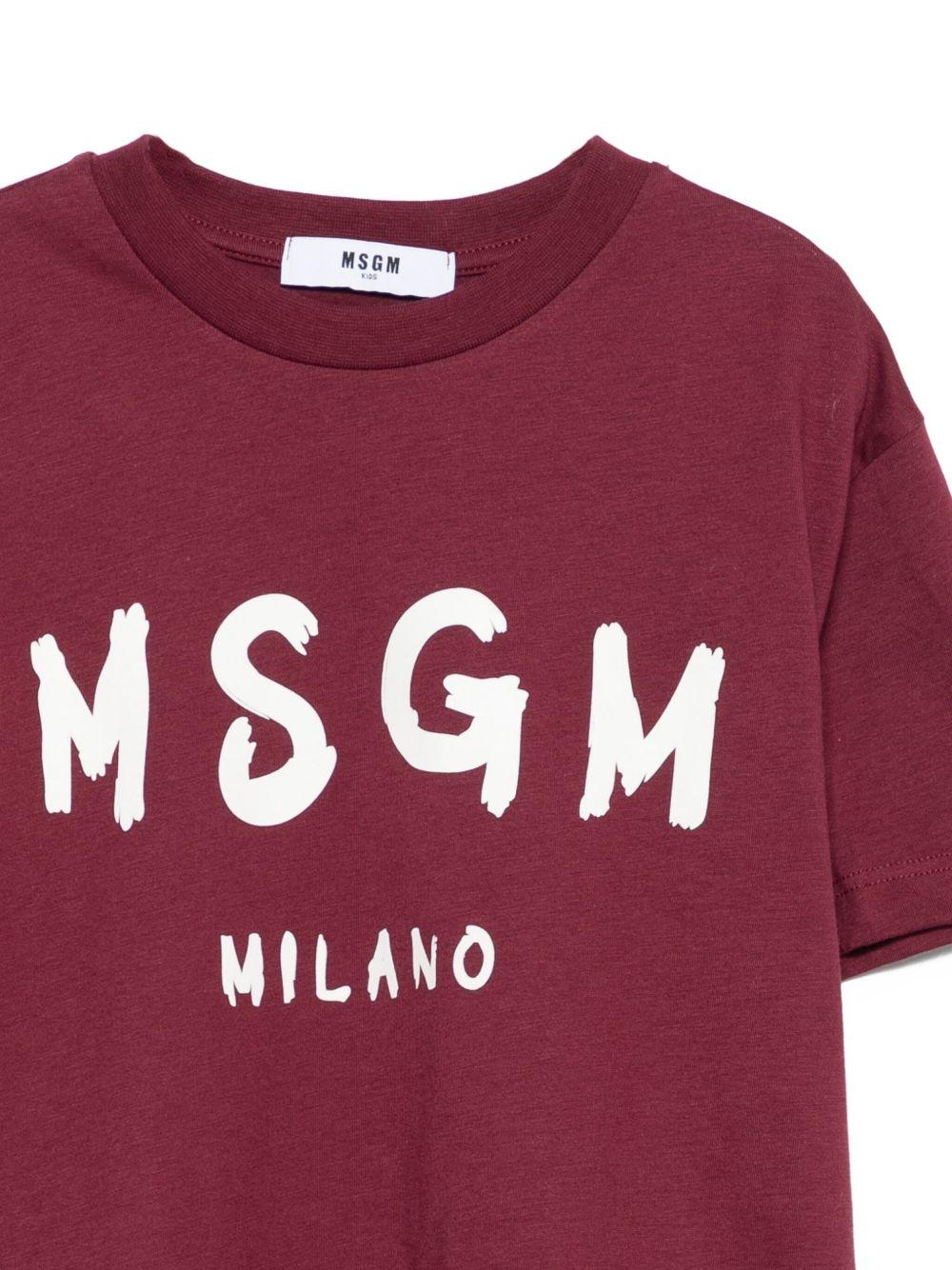 T-shirt bordeaux per bambino F5MSJUTH007 MS034 Msgm Kids 