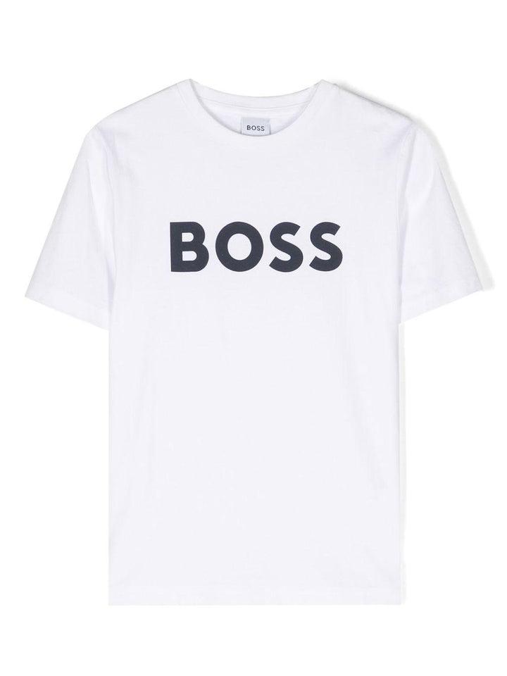 T-shirt bianca per bambino con logo J25P24 10P Boss Kids 