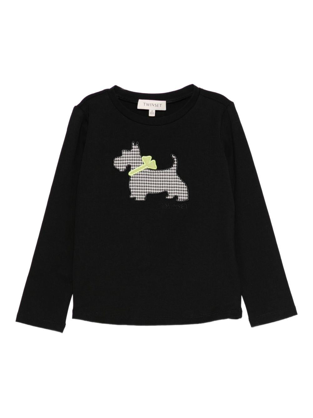 T-shirt nero per bambina 252GB2070 00006 Twin Set 
