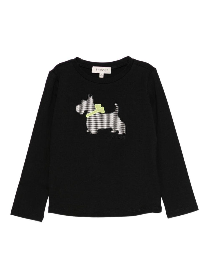 T-shirt nero per bambina 252GB2070 00006 Twin Set 