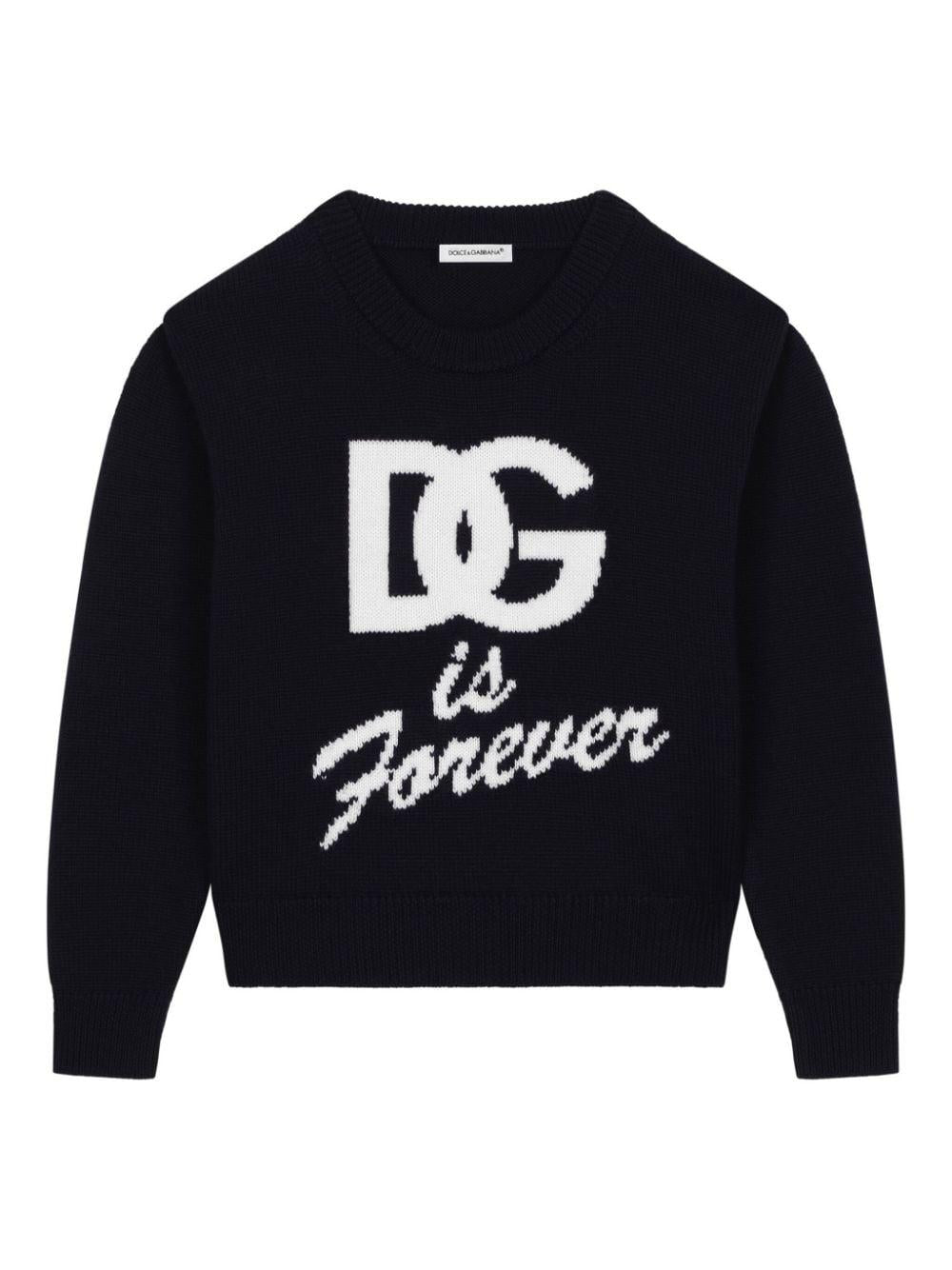Maglione blu navy per bambino con logo L5KWJ6JCVV9 B6712 Dolce & Gabbana Kids 