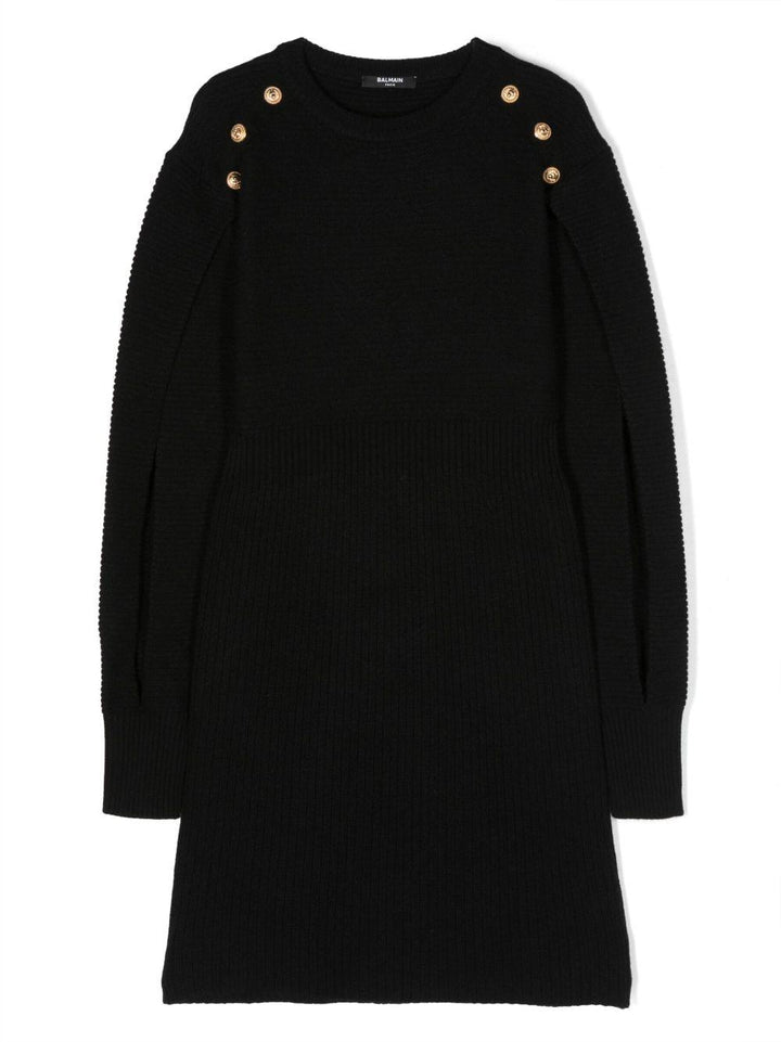 Black dress for girls with gold buttons