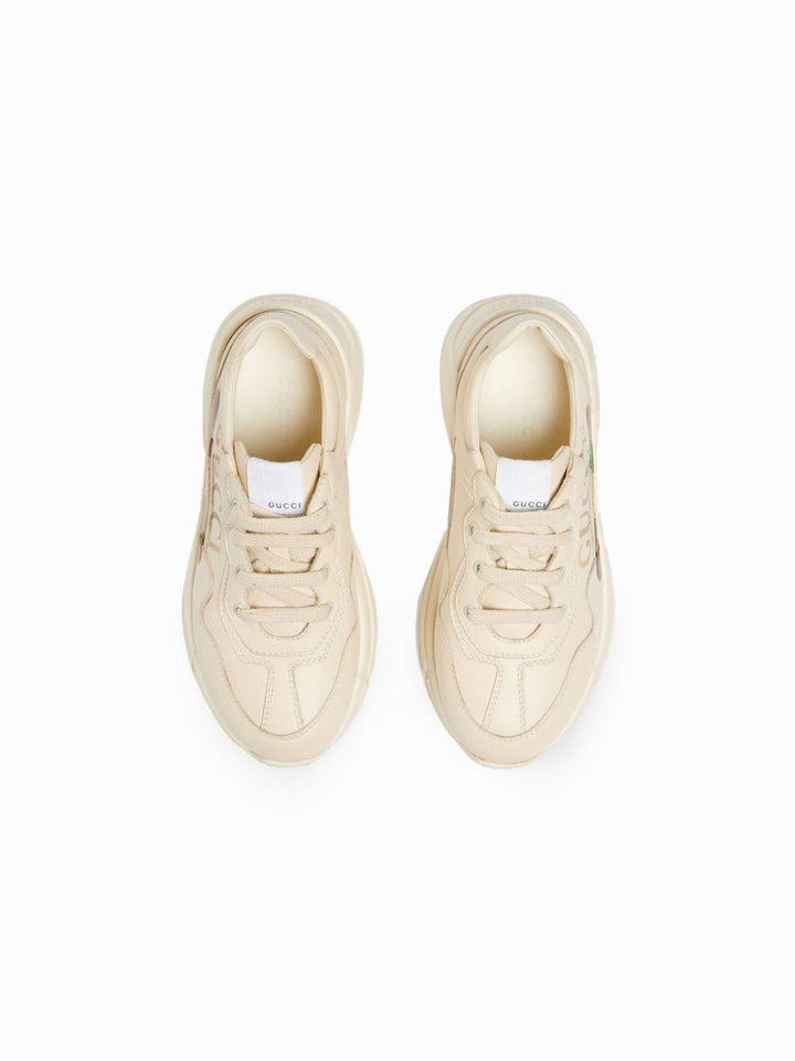 Sneakers crema per bambina con logo