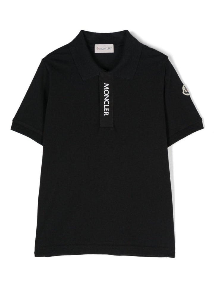 Black polo shirt for boys with logo