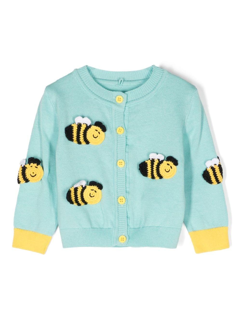 Cardigan azzurro per neonata con api