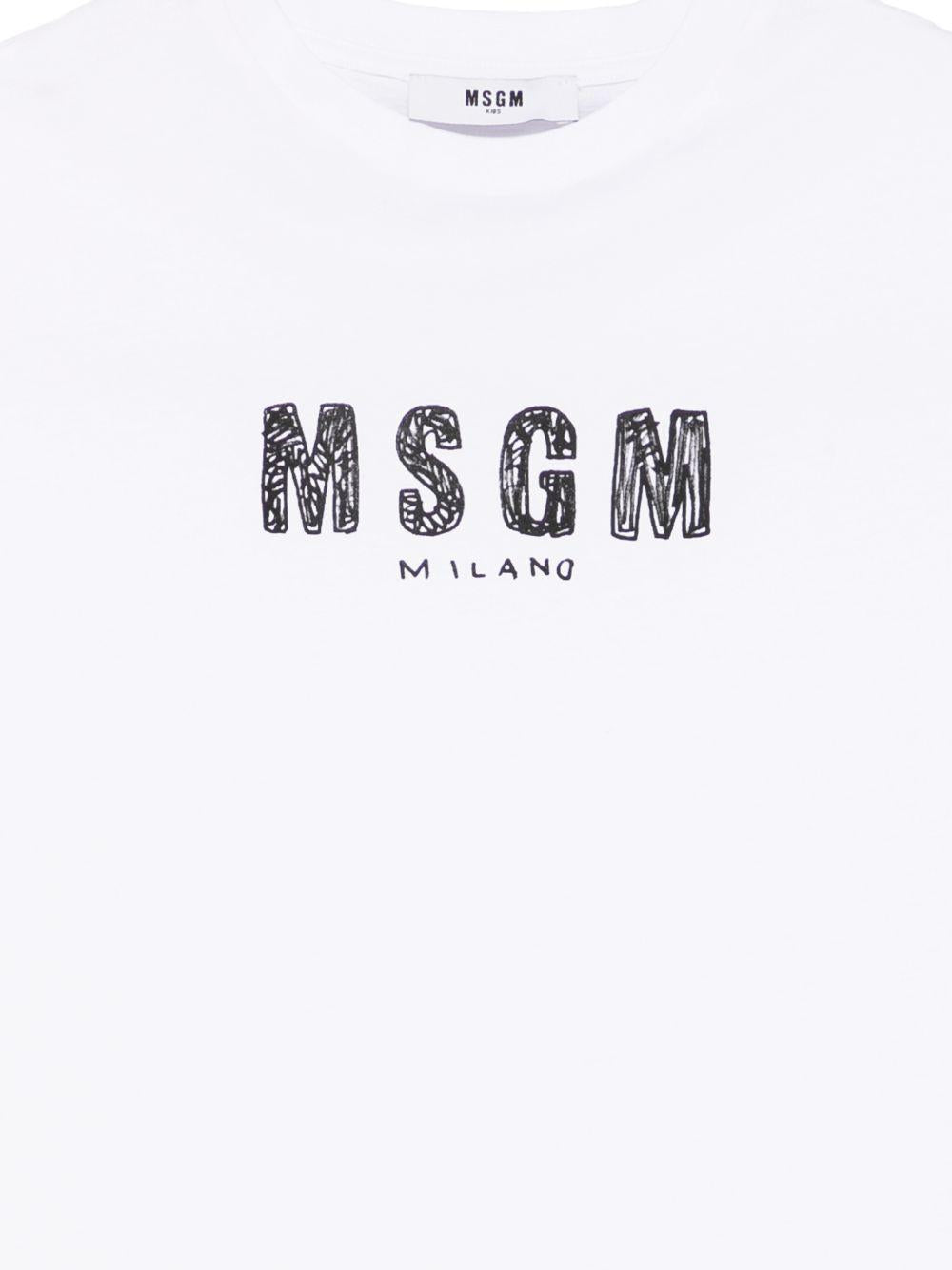 T-shirt bianca per bambino S6MSJUTH069 001 Msgm Kids 