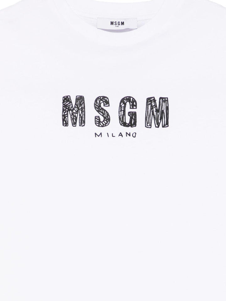T-shirt bianca per bambino S6MSJUTH069 001 Msgm Kids 