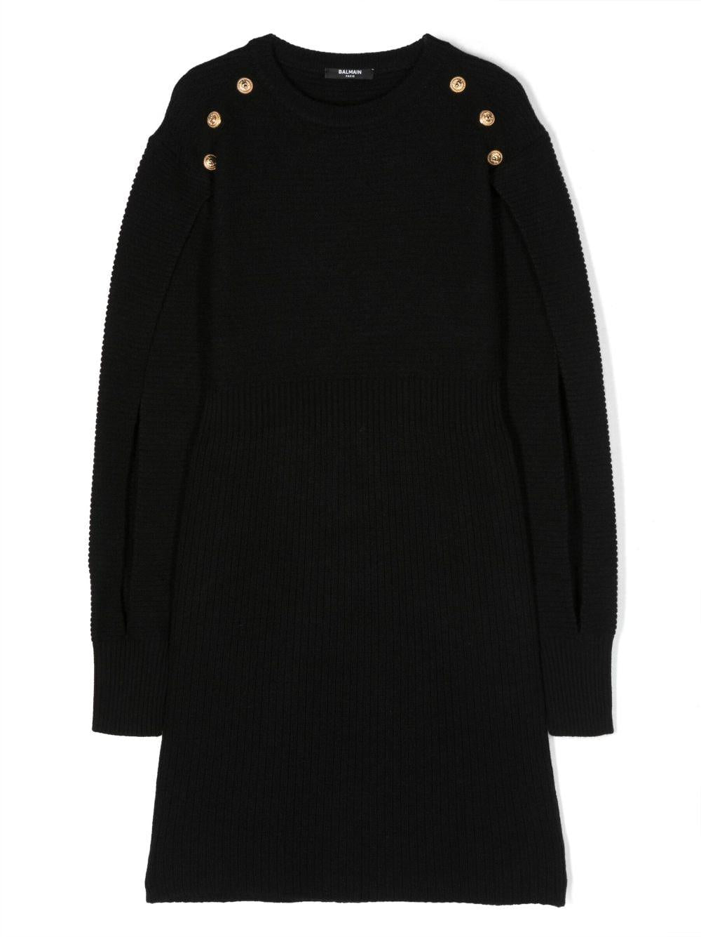 Black dress for girls with gold buttons