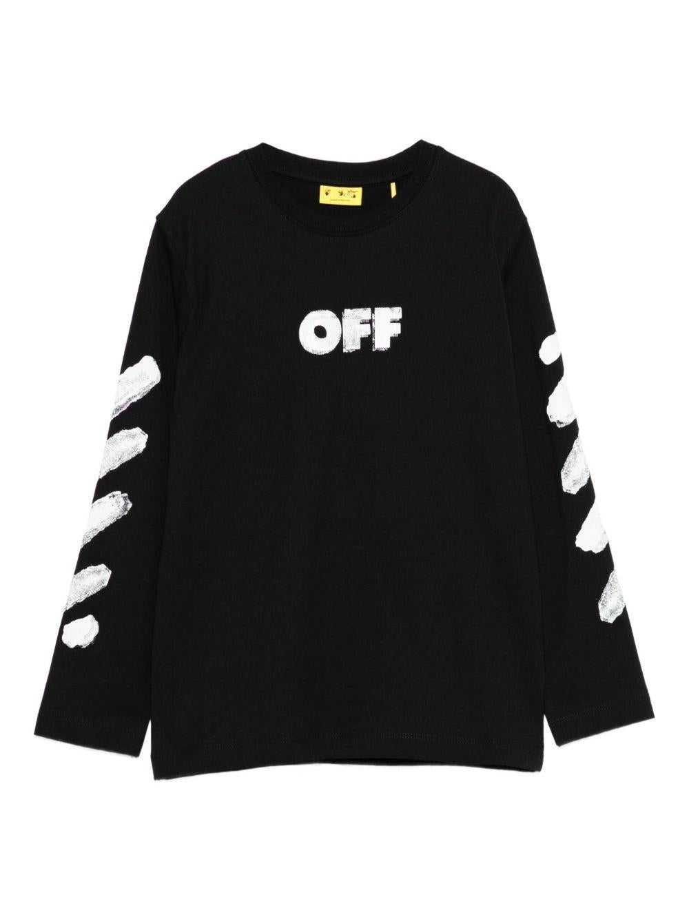 T-shirt nera per bambino OBAB001F25JER002 1001 Off White Kids 