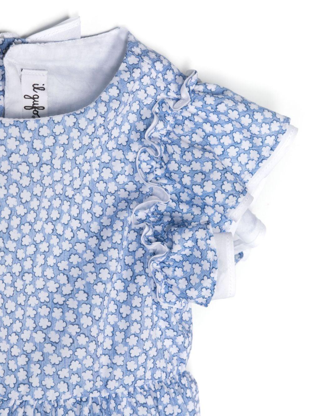 Blue and white dress for girls with print
